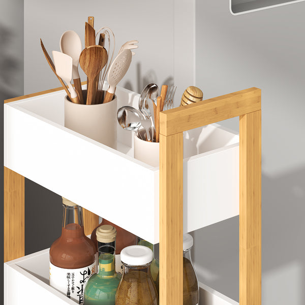 Wózek transportowy Varulta 80x41x20 cm Naturalny/Biały [en.casa]