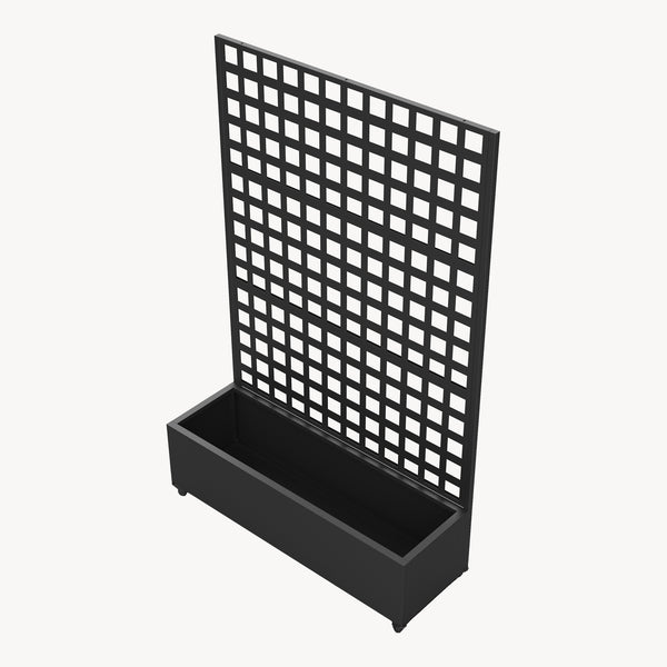 Przegroda Toma z donicą na kwiaty ze stali 190x82x38 cm czarna [casa.pro]