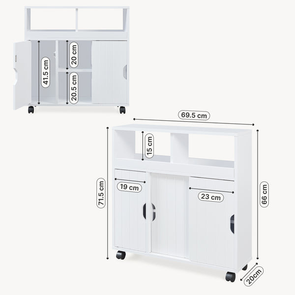 Szafka pomocnicza na kółkach Fadeskimma 72x70x20 cm Biała [en.casa]
