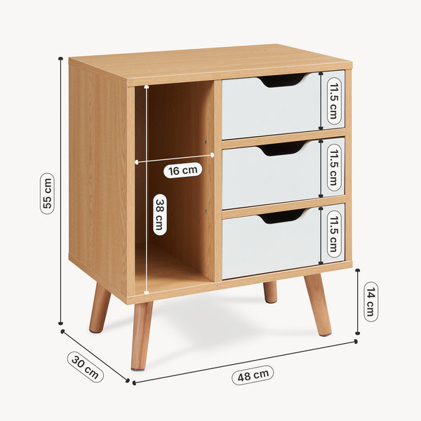 Stolik nocny Bordkak 55x48x30 cm dąb optyka/biały [en.casa]
