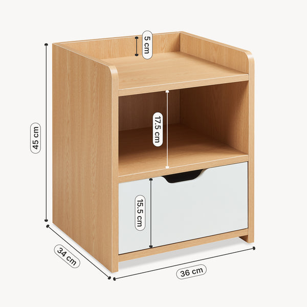 Stolik nocny Bordkak 45x36x34 cm dąb optyczny/biały [en.casa]