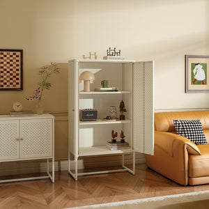 Highboard Viitasaari 150x80x40 cm stal kremowobiały [en.casa]