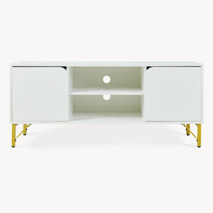 Szafka RTV Reyri 120x39x52 cm Biała/Złota [en.casa]