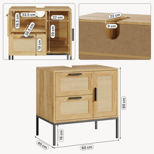 Szafka pod umywalkę Marhasa 60x60x40 cm dąb optyka/czarny [en.casa]