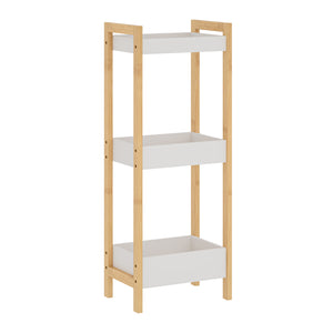 Regał łazienkowy Anun z 3 półkami 75x28x20 cm bambus naturalny/biały [en.casa]