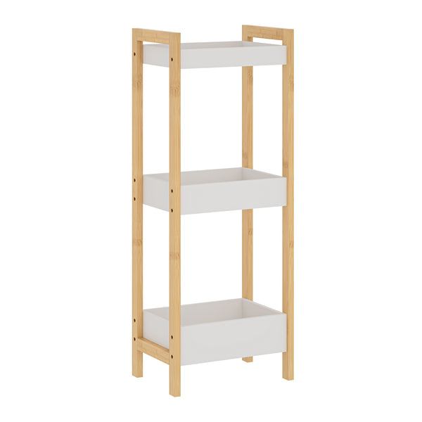 Regał łazienkowy Anun z 3 półkami 75x28x20 cm bambus naturalny/biały [en.casa]
