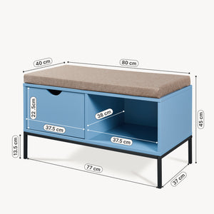 Ławka na buty Colwyn 80x40x45 cm Niebieska [en.casa]