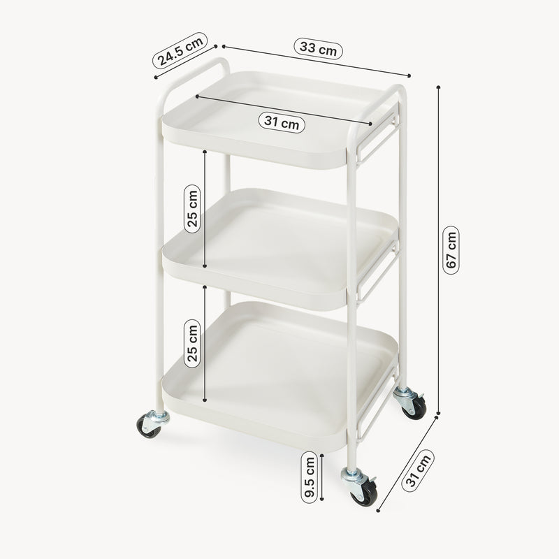 Szkic wymiarowy Wózek serwisowy Kelevn 67x33x31 cm stal szary [en.casa]