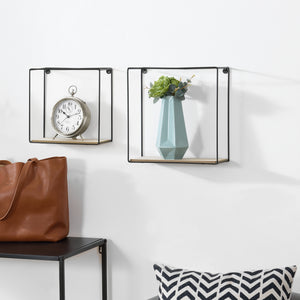 Półka ścienna Eden 30x12x30 cm / 24x12x24 cm 2-częściowa Półki Czarna en.casa