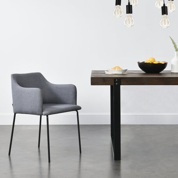 Fotel z podłokietnikami tekstylny szary en.casa