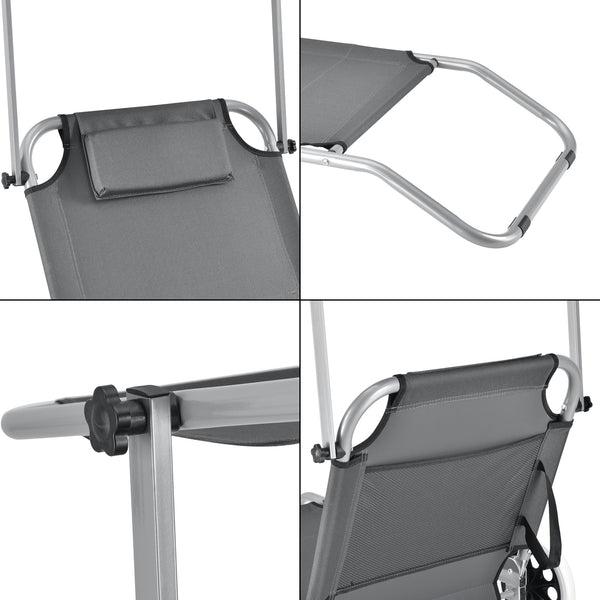 Leżak Falun z daszkiem i kółkami antracytowo-szary casa.pro