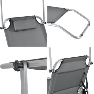 Zestaw 2 leżaków Falun z daszkiem i kółkami antracytowo-szary casa.pro