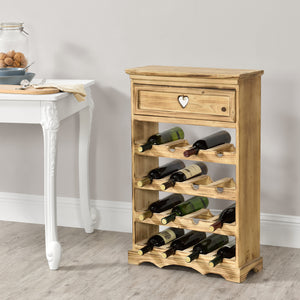 Stojak na wino Mosel 86x55x22 cm na 16 butelek z szufladą en.casa