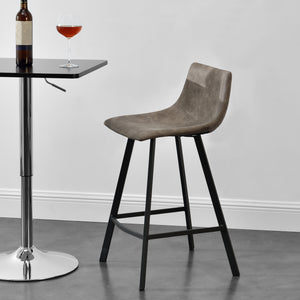 Zestaw 2 stołków barowych Edinburgh z metalowymi nogami imitacja zamszu tapicerowane ciemnoszare en.casa