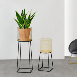 Stojak na doniczkę Meise 2-częściowy czarno-złoty en.casa