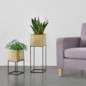 Stojak na rośliny Juprelle zestaw 2 szt. złoto-czarny en.casa