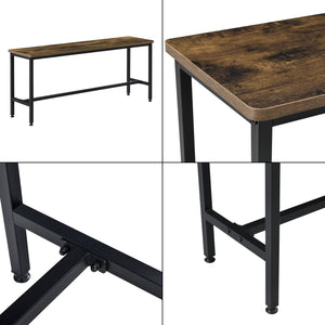 Zestaw stół i ława Pajala czarny/ciemne drewno en.casa