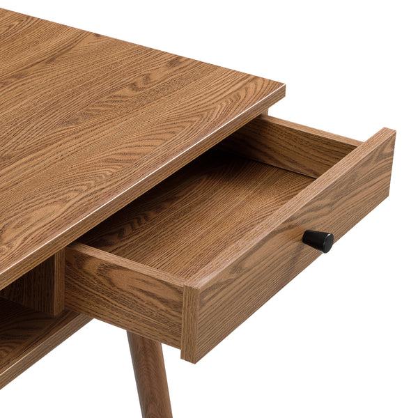 Biurko Habo z półką i szufladą 115x48x74cm Ciemny odcień drewna en.casa