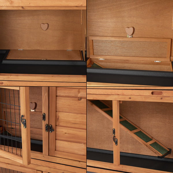 Klatka dla królików Falkenau wybieg dla małych zwierząt 104x122x50cm drewno jodłowe [en.casa]