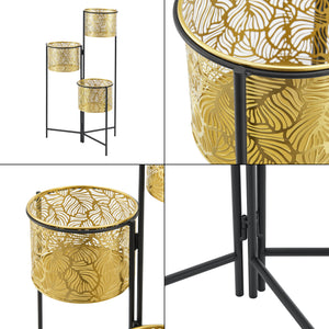 Stojak na kwiaty Verrebroek czarny/mosiężny [en.casa]