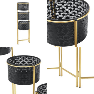 Stojak na kwiaty Kieldrecht 3-częściowy mosiądz czarny [en.casa]