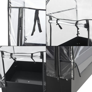 Grządka podwyższona ze szklarnią Katwijk 60x60x152cm stal antracyt [en.casa]