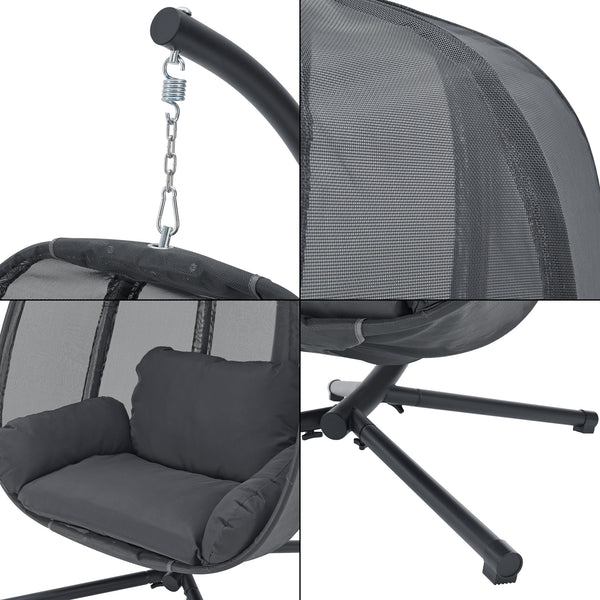 Fotel wiszący Abegondo z ramą i poduszką maks. 120 kg [en.casa]