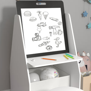 Stolik dziecięcy z tablicą do kolorowania Ferrol 88x51x49 cm Biały [en.casa]