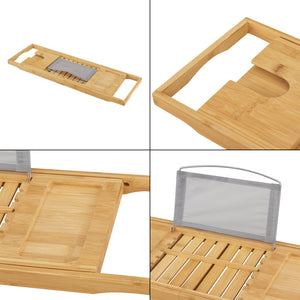 Półka na wannę Orivesi bambusowa, wysuwana 70 - 105,5 cm [en.casa]