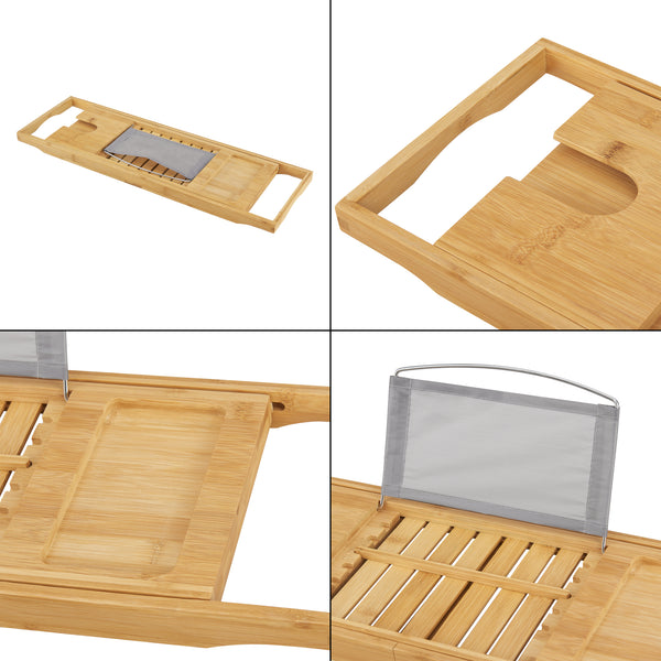 Półka na wannę Orivesi bambusowa, wysuwana 70 - 105,5 cm [en.casa]