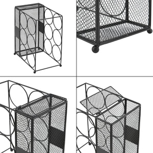 Stojak na wino Drangedal na 6 butelek z pojemnikiem siatkowym [en.casa]