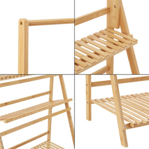 Drabina do roślin Brändö 3-poziomowa 144 x 70 x 39,5 cm bambus [en.casa]