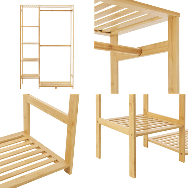 Wieszak na płaszcze Eurajoki 139x100x40 cm naturalny bambus [en.casa]