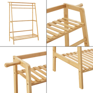 Wieszak na płaszcze Föglö 139 x 100 x 40 cm naturalny bambus [en.casa]