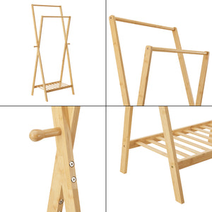 Wieszak na płaszcze Keitele 150 x 60 x 42 cm naturalny bambus [en.casa]