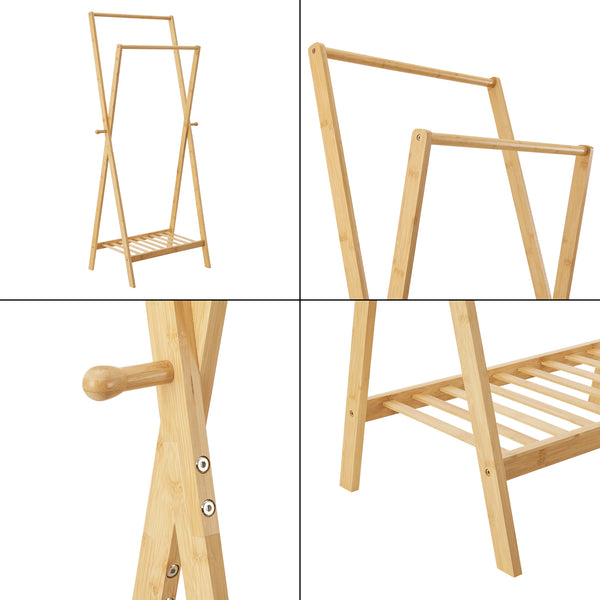 Wieszak na płaszcze Keitele 150 x 60 x 42 cm naturalny bambus [en.casa]