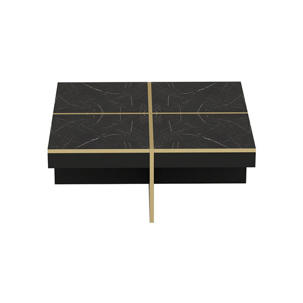 Stolik kawowy Fjerritslev 35x90x90 cm marmurowy wygląd czarny [en.casa]