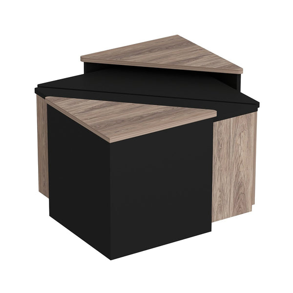 Zestaw stolików kawowych Frederikshavn 4 szt. dąb / czarny [en.casa]