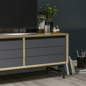 Stolik RTV Gørlev z 3 drzwiami szafki 45 x 150 x 35 cm Artisan Dąb / Antracyt [en.casa]