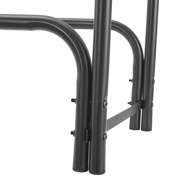 Stojak na drewno opałowe Kwethluk stal 124x124x34,5cm czarny [casa.pro]