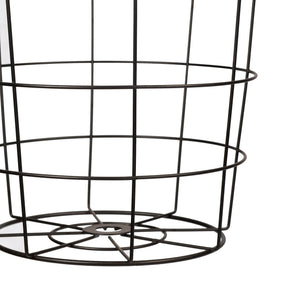 Zestaw stolików bocznych Hundested 2-częściowy zestaw metalowy kosz czarny / kolory drewna [en.casa]