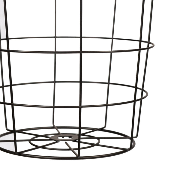 Zestaw stolików bocznych Hundested 2-częściowy zestaw metalowy kosz czarny / kolory drewna [en.casa]