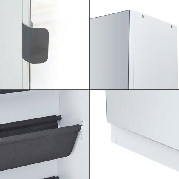 Szafka na buty Meura 160x48x20cm lustrzana biała [en.casa]