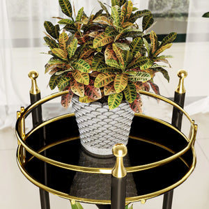 Stojak na kwiaty Oulainen 79x28x28cm czarny/złoty [en.casa]