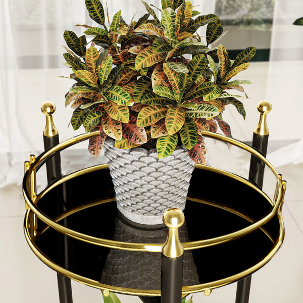 Stojak na kwiaty Oulainen 79x28x28cm czarny/złoty [en.casa]