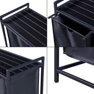 Kosz na pranie Saltvik z 3 koszami na pranie czarny [en.casa]