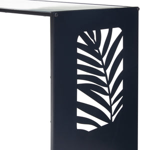 Stolik boczny Ulvik 50x50x35cm wykonany z metalu i szkła czarny [en.casa]