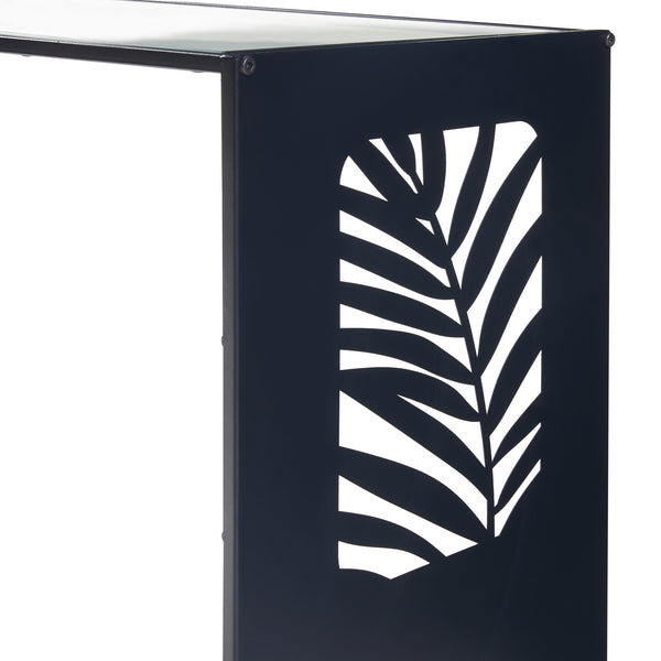 Stolik boczny Ulvik 50x50x35cm wykonany z metalu i szkła czarny [en.casa]