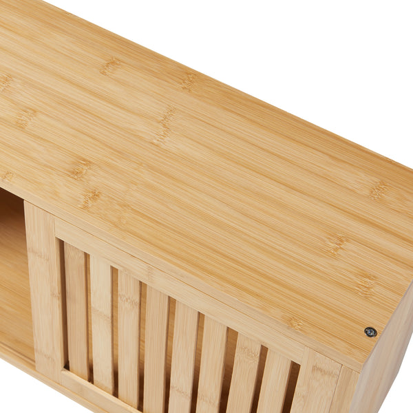 Grums półka ścienna z dwoma przesuwanymi drzwiami 92,5x20x33cm bambus [en.casa]