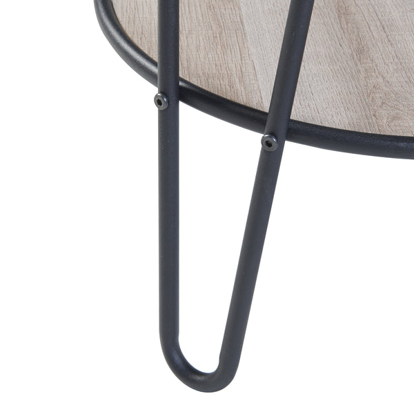 Stolik boczny Ylöjärvi z 2 półkami w kolorze czarnym/dębowym [en.casa]